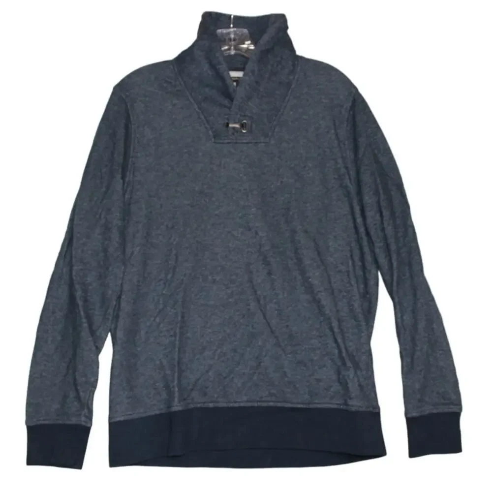 Banana Republic Sweater Mens Medium Gray Cowl Neck Button Cotton